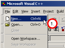 Start new project in Visual C++ 6.0.