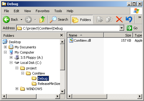 Location of ComNew.dll in File Manager.